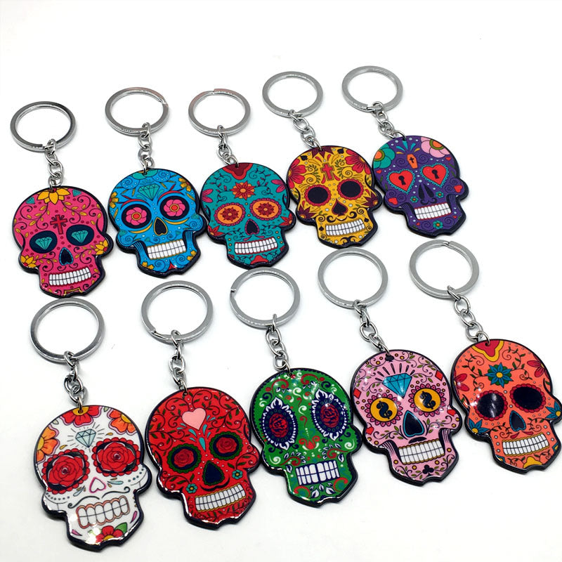 Wholesale Acrylic Halloween Mexican Skull Keychain